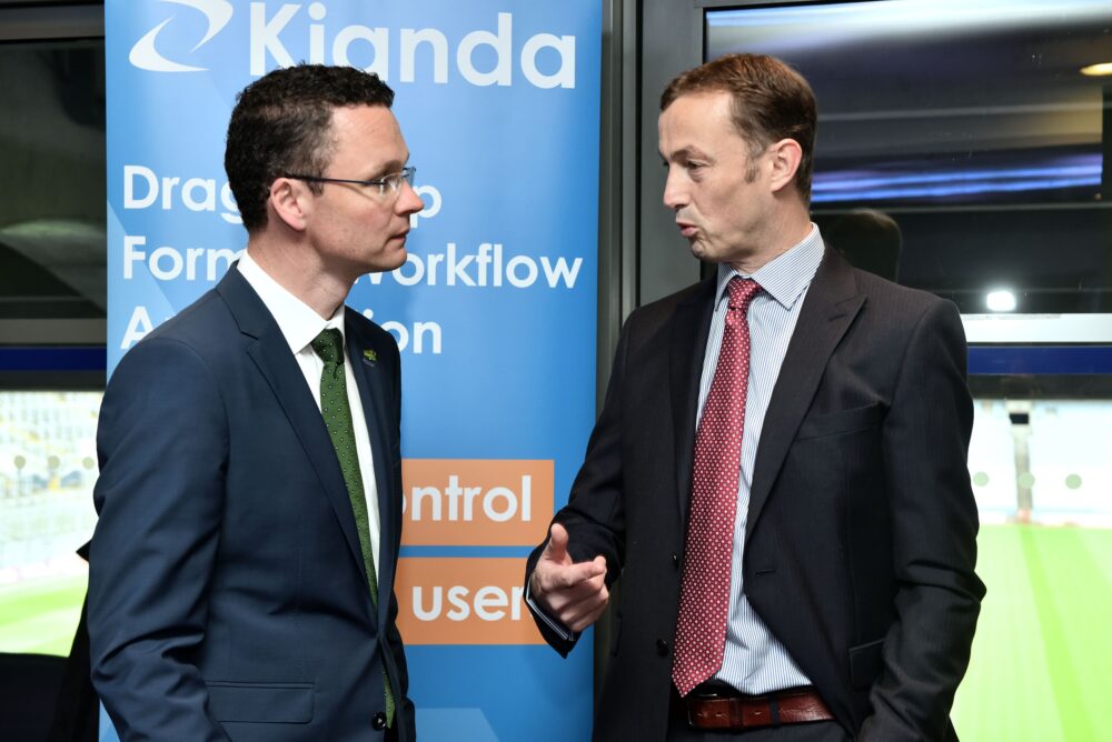 Gary Widger with Minister of State for Finance, Public Expenditure and Reform, Patrick O'Donovan at Digicon 2019