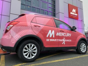 One of Mercury's Korando Jeeps has been painted pink and will be travelling around projects across Ireland for the next month!