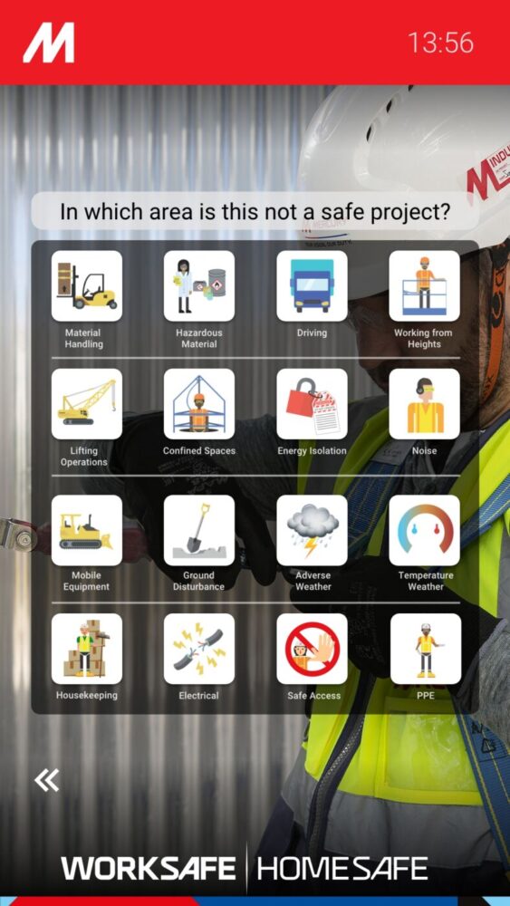 Operatives can select from a number of potential safety concerns.