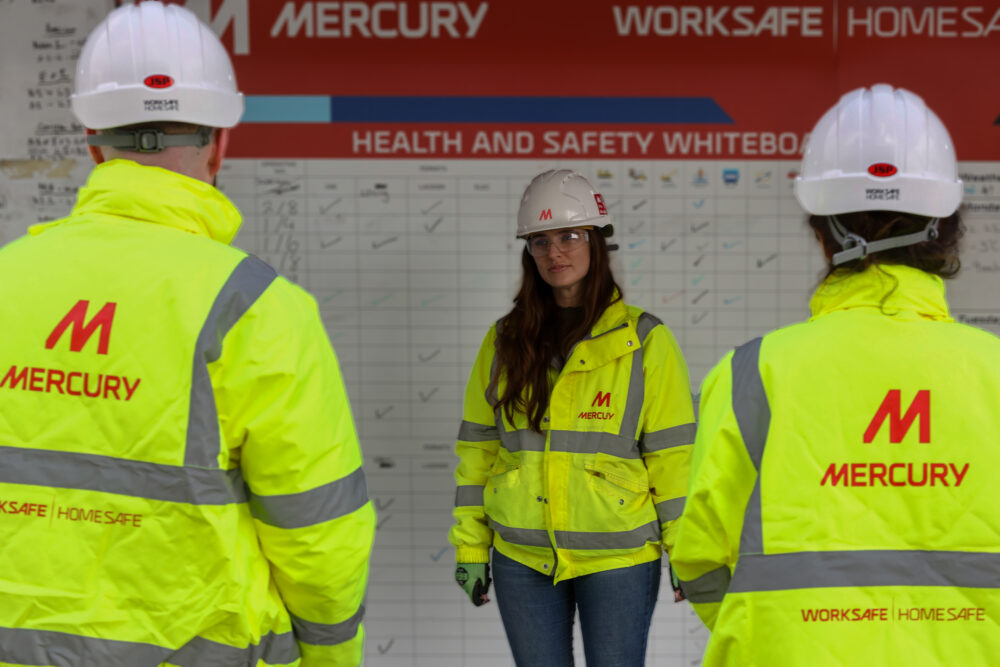 Meabh Gleeson, EHS Advisor, delivers a toolbox talk.